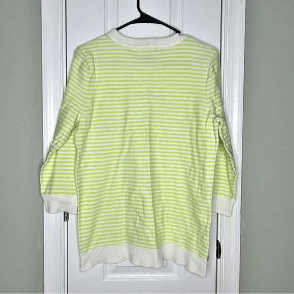 Eddie Bauer Green and White Striped Preppy Casual Crewneck Pullover - Picture 5 of 6